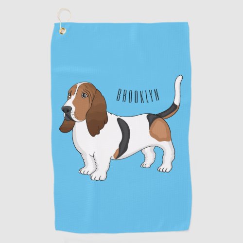 Basset hound dog cartoon illustration  golf towel