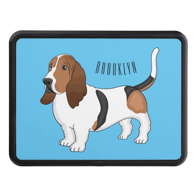 Basset hound dog cartoon illustration hitch cover (Front)