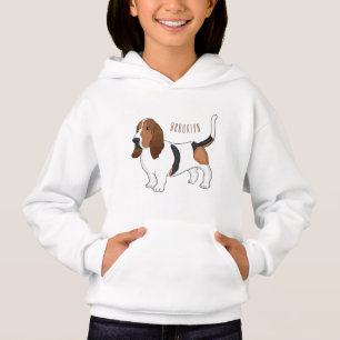 Basset hound dog cartoon illustration hoodie
