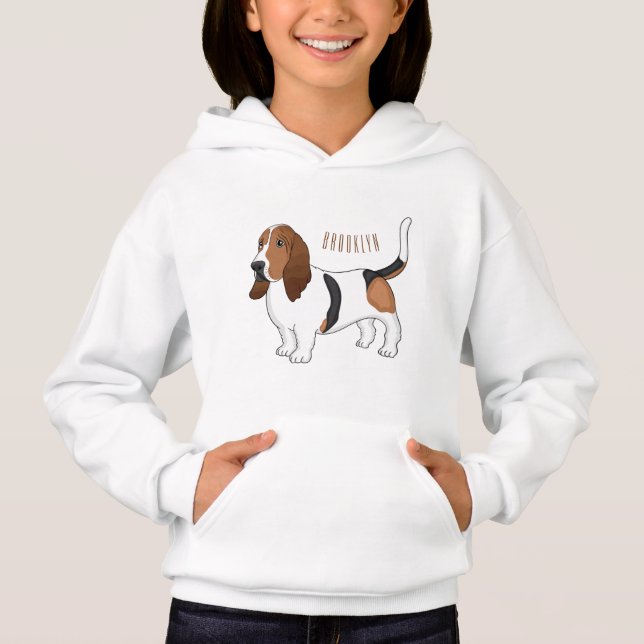 Basset hound dog cartoon illustration hoodie (Front)
