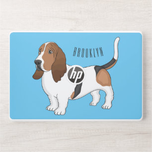 Basset hound dog cartoon illustration HP laptop skin