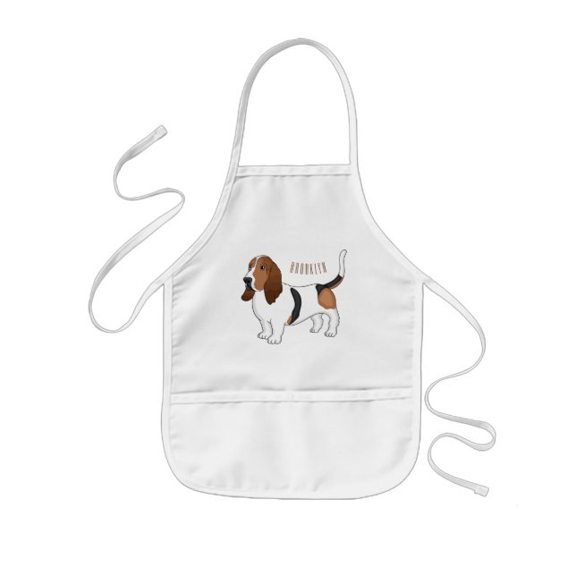 Basset hound dog cartoon illustration  kids' apron (Front)
