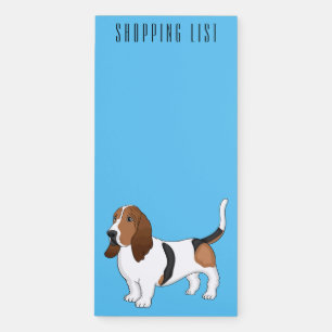 Basset hound dog cartoon illustration magnetic notepad