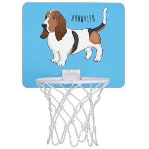 Basset hound dog cartoon illustration mini basketball hoop