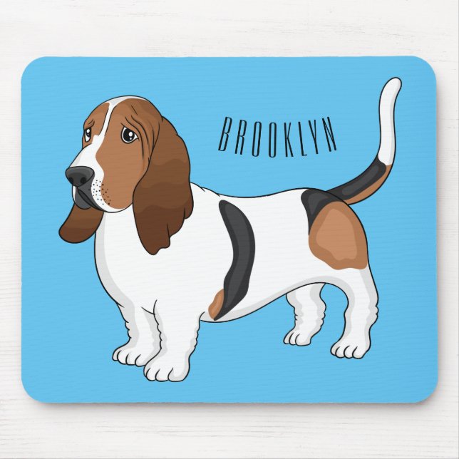 Basset hound dog cartoon illustration mouse pad (Front)
