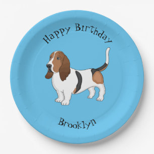 Basset hound dog cartoon illustration paper plates