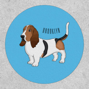 Basset hound dog cartoon illustration patch