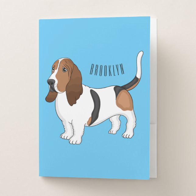 Basset hound dog cartoon illustration  pocket folder (Front)