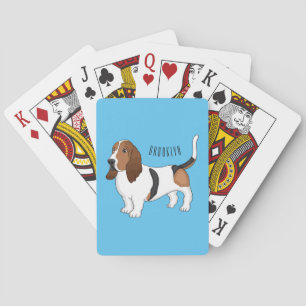 Basset hound dog cartoon illustration poker cards