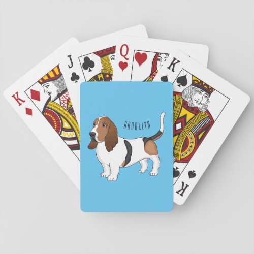 Basset hound dog cartoon illustration poker cards