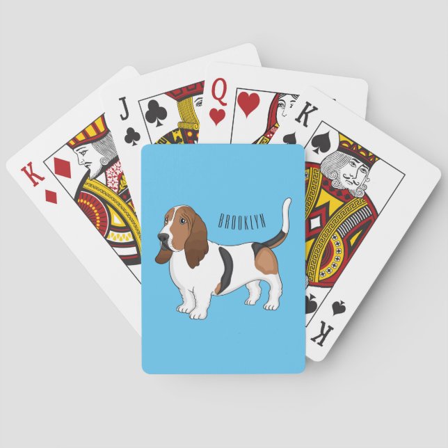 Basset hound dog cartoon illustration poker cards (Back)