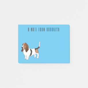 Basset hound dog cartoon illustration post-it notes