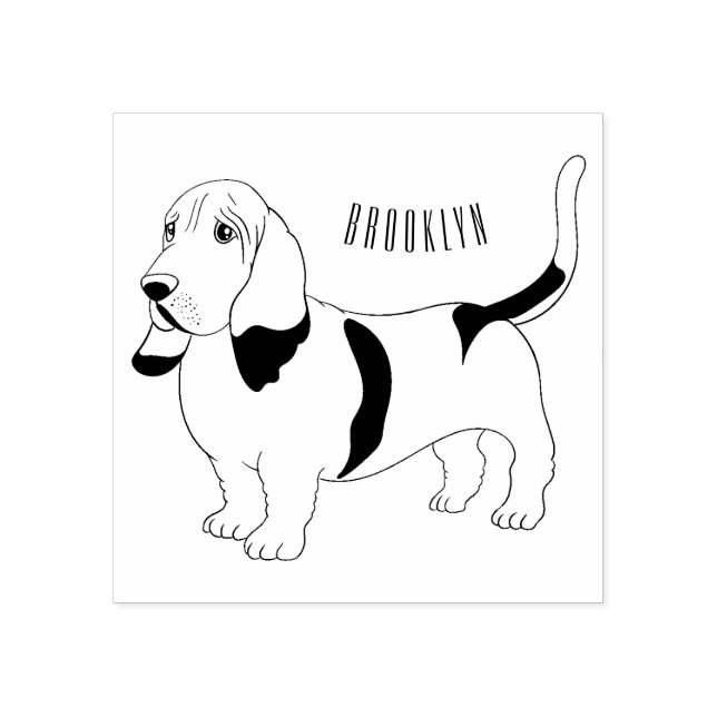 Basset hound dog cartoon illustration  rubber stamp (Imprint)
