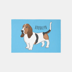 Basset hound dog cartoon illustration rug