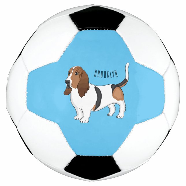 Basset hound dog cartoon illustration  soccer ball (Front)
