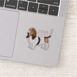Basset hound dog cartoon illustration  sticker