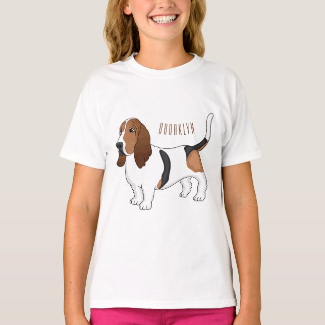 Basset hound dog cartoon illustration T-Shirt (Front)