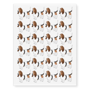 Basset hound dog cartoon illustration temporary tattoos