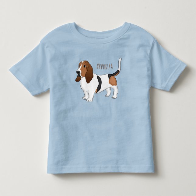 Basset hound dog cartoon illustration  toddler t-shirt (Front)