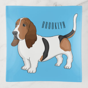 Basset hound dog cartoon illustration trinket tray