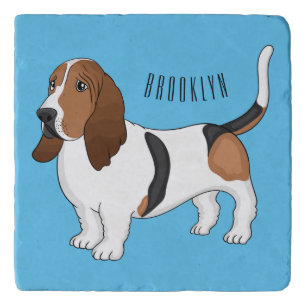 Basset hound dog cartoon illustration trivet
