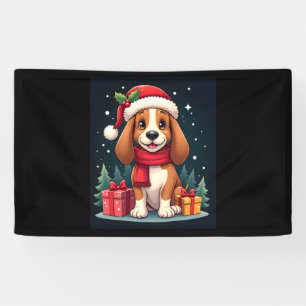 Basset Hound Dog Christmas Outfits Santa Hat Dog X Banner