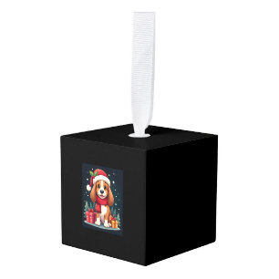 Basset Hound Dog Christmas Outfits Santa Hat Dog X Cube Ornament