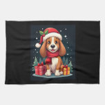 Basset Hound Dog Christmas Outfits Santa Hat Dog X Kitchen Towel