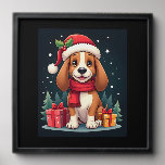Basset Hound Dog Christmas Outfits Santa Hat Dog X Peel And Stick Photo Tile