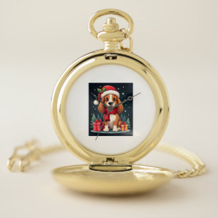 Basset Hound Dog Christmas Outfits Santa Hat Dog X Pocket Watch