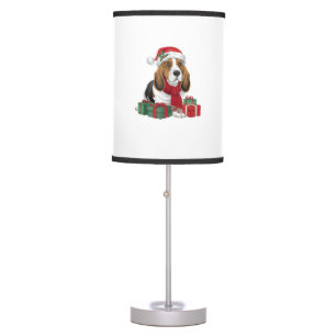 Basset Hound Dog Christmas Outfits Santa Hat Dog X Table Lamp