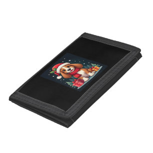 Basset Hound Dog Christmas Outfits Santa Hat Dog X Trifold Wallet