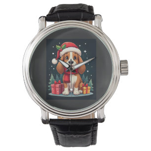 Basset Hound Dog Christmas Outfits Santa Hat Dog X Watch