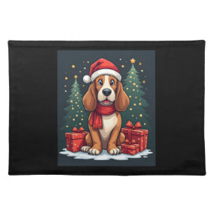 Basset Hound Dog Christmas Parties Santa Dog Lover Cloth Placemat