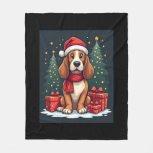 Basset Hound Dog Christmas Parties Santa Dog Lover Fleece Blanket