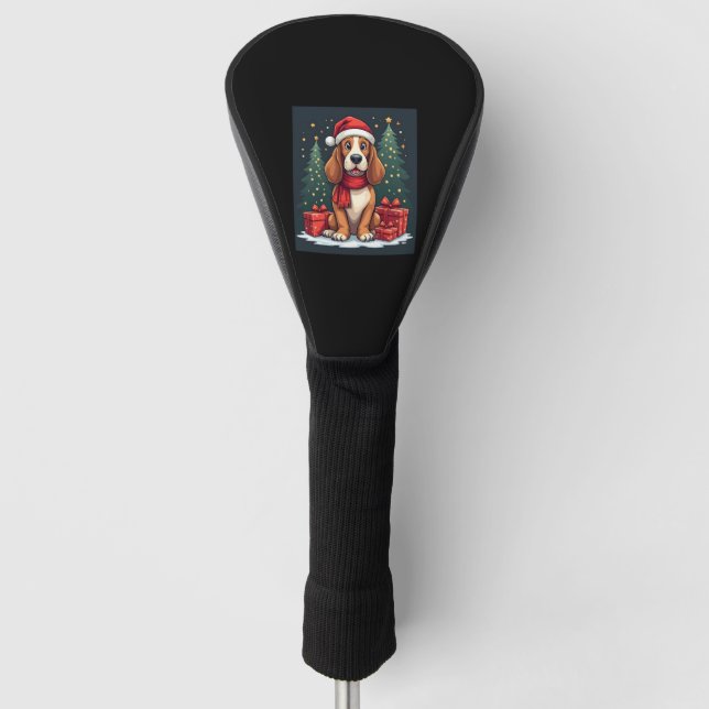 Basset Hound Dog Christmas Parties Santa Dog Lover Golf Head Cover (Front)