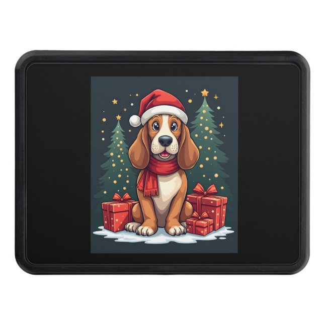 Basset Hound Dog Christmas Parties Santa Dog Lover Hitch Cover (Front)