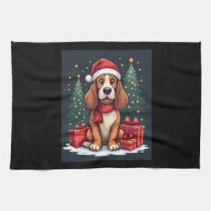Basset Hound Dog Christmas Parties Santa Dog Lover Kitchen Towel