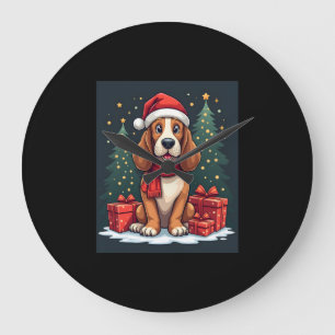 Basset Hound Dog Christmas Parties Santa Dog Lover Large Clock