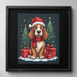 Basset Hound Dog Christmas Parties Santa Dog Lover Peel And Stick Photo Tile