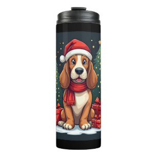 Basset Hound Dog Christmas Parties Santa Dog Lover Thermal Tumbler