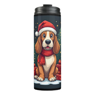 Basset Hound Dog Christmas Parties Santa Dog Lover Thermal Tumbler
