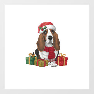 Basset Hound Dog Christmas Parties Santa Dog Lover Wall Decal