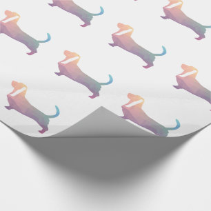 Basset Hound Dog Colorful Geometric Silhouette Wrapping Paper