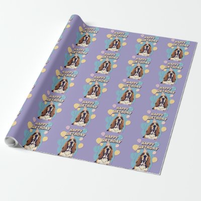 Basset Hound Dog Colorful Wrapping Paper