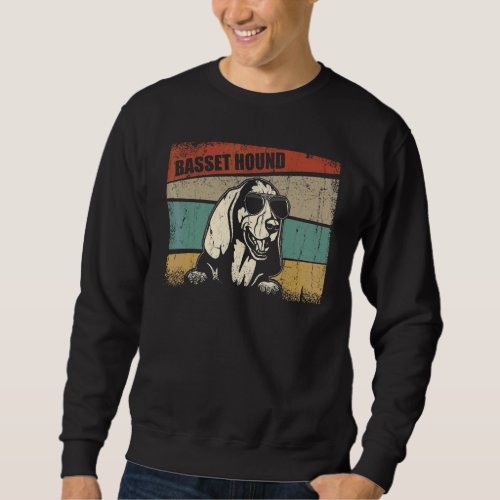 Basset Hound Dog Cool  Simple Vintage Retro Style Sweatshirt