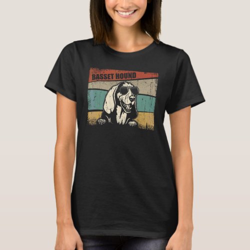 Basset Hound Dog Cool  Simple Vintage Retro Style T_Shirt