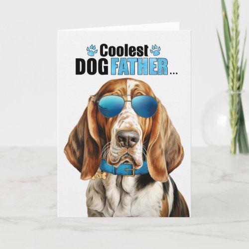 Basset Hound Dog Coolest Dad Fathers Day Holiday Card