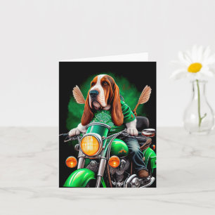  Basset Hound Dog driving bike St. Patrick's Day Card
