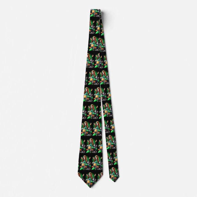  Basset Hound Dog driving bike St. Patrick's Day Neck Tie (Front)